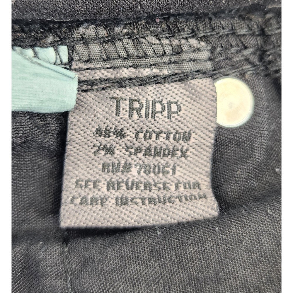 Tripp NYC Acid Wash Skinny Jeans Skull Hardware Bleach Effect Grey Black 7 - Picture 5 of 11